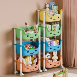 Bookshelf Snack Racks Mobile Toy Storage Trolley Children's Snack Organizer Shelves Bedroom Multilayerl Babies Sundries Trolley