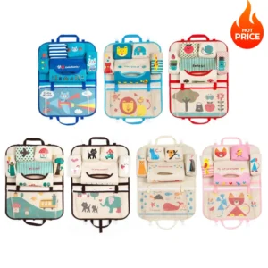 1Pcs Large Capacity Car Seat Back Storage Bag Cartoon Multi-functional Seat Organizer Seat Hanging Bag Travel Protector Cover