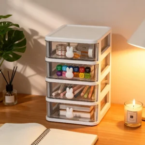 Little rabbit transparent drawer style desktop storage box for student dormitory and cosmetic organization