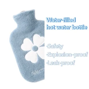 1pc 500ml Warm Water Bag Water-filled Hot Water Bottle Heat Pack Hand Warmer with Plush Cover for Winter Menstrual Cramps