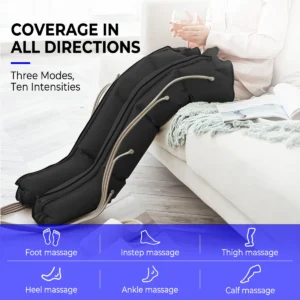 Air Compression Leg Massager 4-Cavity Physiotherapy Compression Wraps 3 Modes 10 Intensities Leg Arm Relaxer Extrusion Zipp