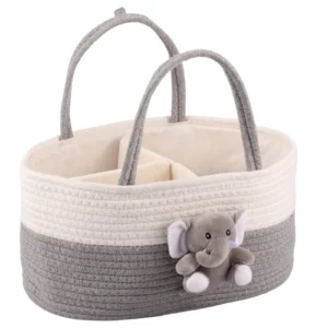 Baby Diaper Organizer Bag Portable Travel Mommy Bag Cotton Rope Baby Diaper Storage Basket Nappy Caddy Caddies