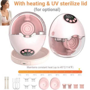 Upgrade Electric Breast Pump Handsfree With UV Sterilize & Heating Base BPAFree Silent Invisible Portable Double Breastmilk Pump