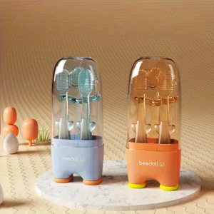 Infants and Toddlers Milk Teeth Toothbrush Set for Home and Travel, Soft Silicone Baby Oral Tongue Cleaning Toothbrush